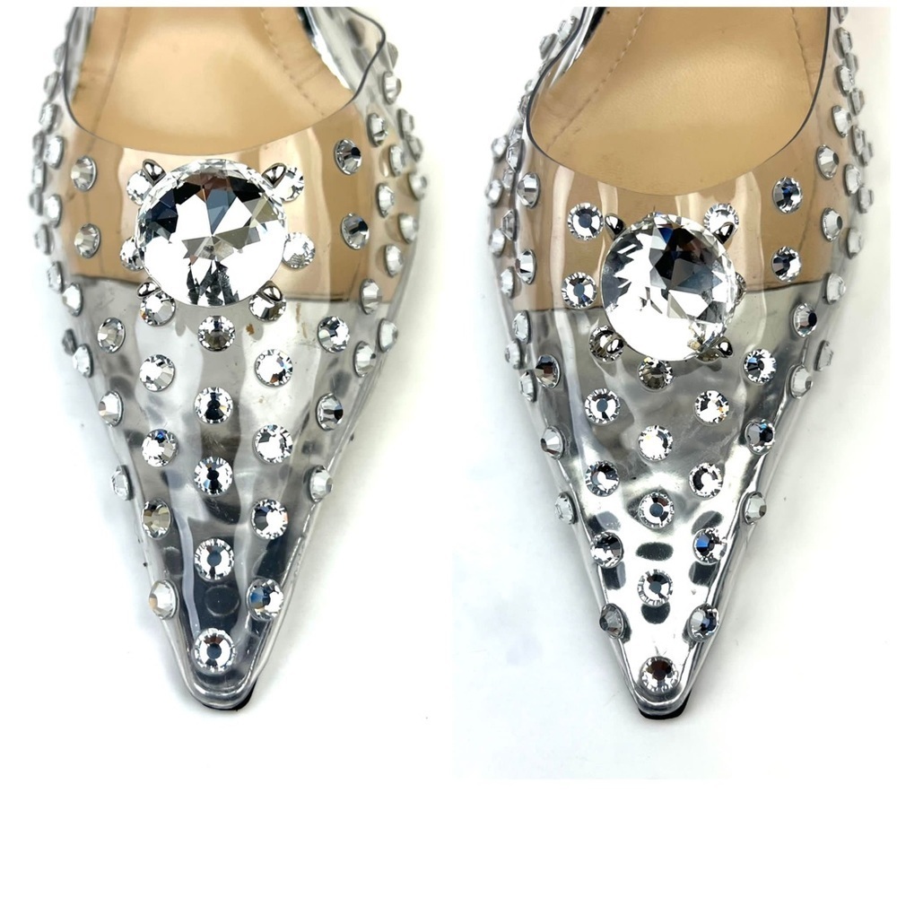 MACH & MACH Crystal Embellished Clear Ankle Strap Pump sz 11 - Picture 7 of 13
